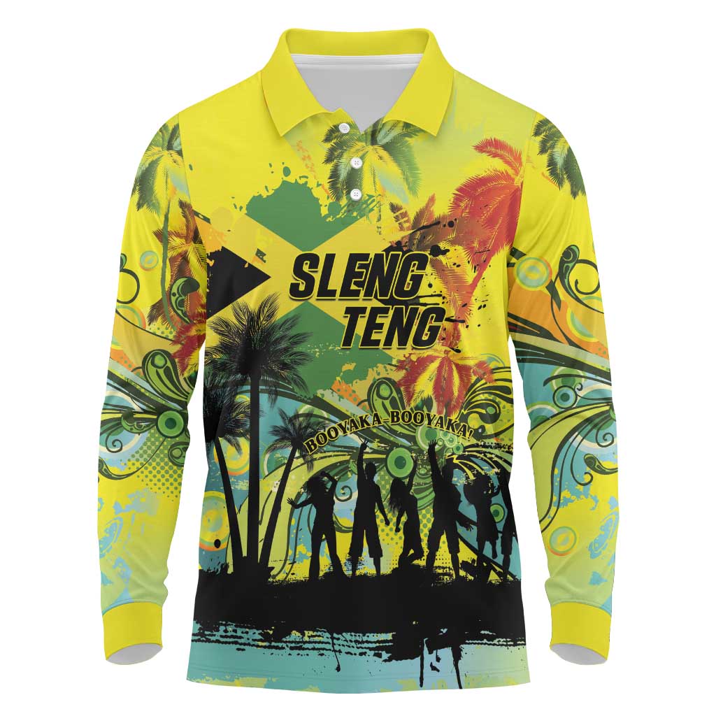 Personalized Jamaica Sleng Teng Riddim Long Sleeve Polo Shirt Booyaka Booyaka - African Pride