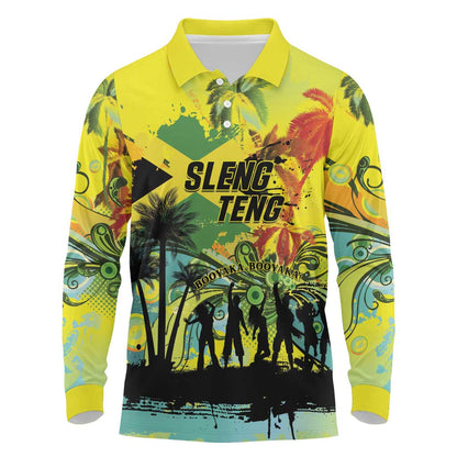 Personalized Jamaica Sleng Teng Riddim Long Sleeve Polo Shirt Booyaka Booyaka - African Pride