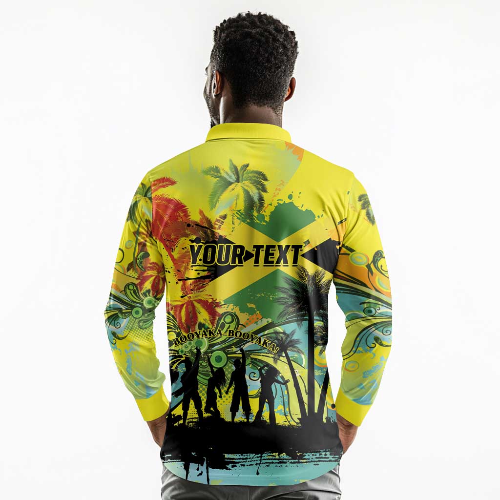 Personalized Jamaica Sleng Teng Riddim Long Sleeve Polo Shirt Booyaka Booyaka - African Pride
