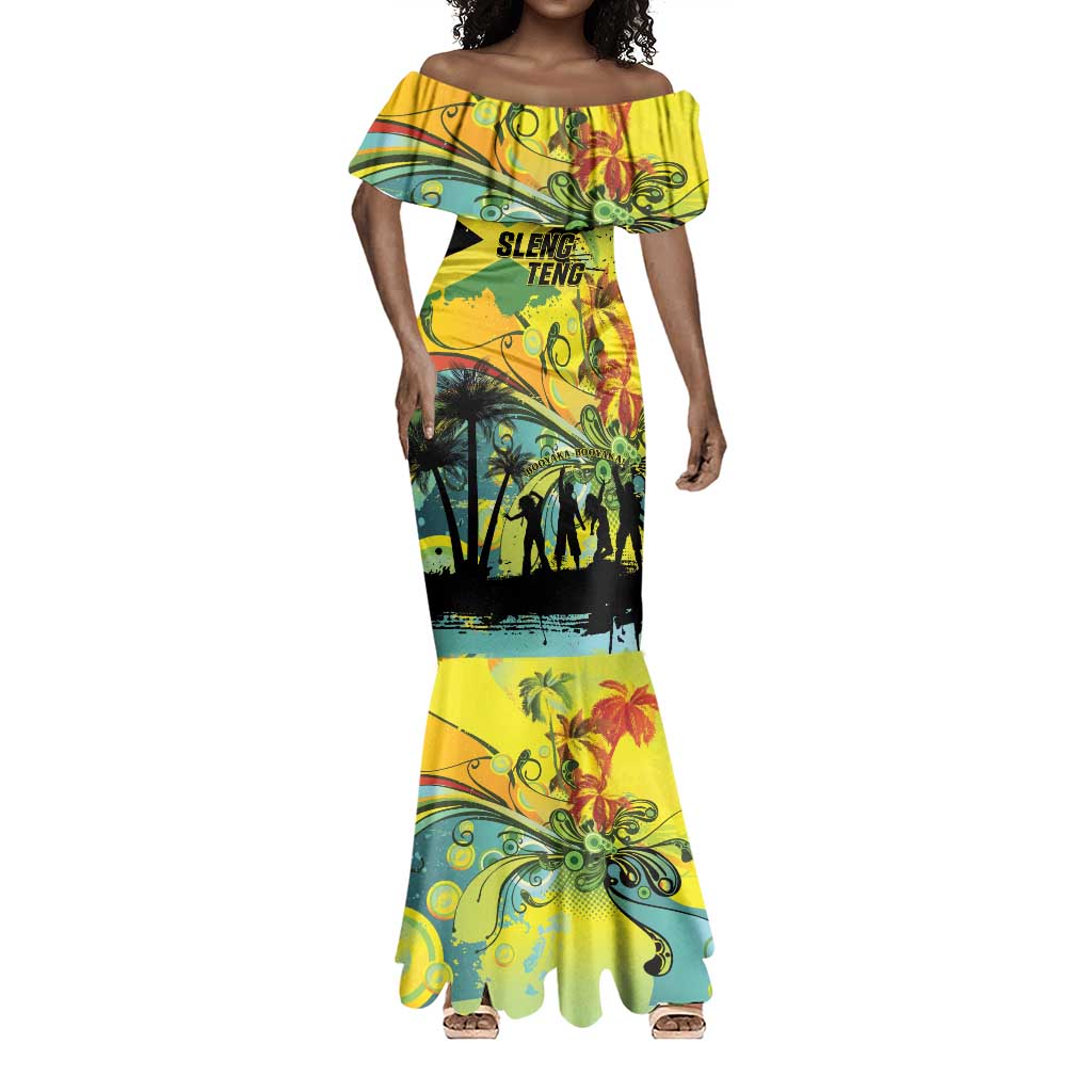 Personalized Jamaica Sleng Teng Riddim Mermaid Dress Booyaka Booyaka - African Pride