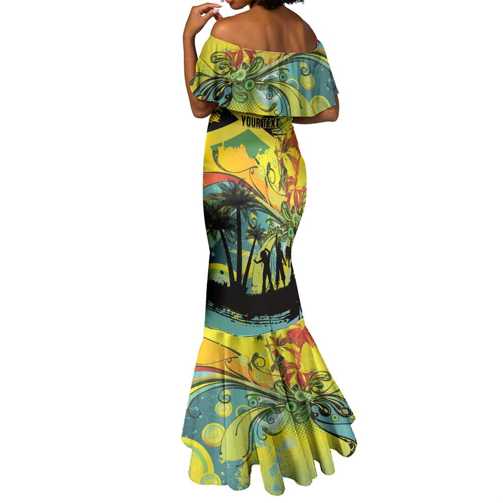 Personalized Jamaica Sleng Teng Riddim Mermaid Dress Booyaka Booyaka - African Pride