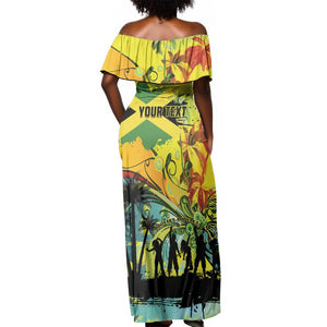Personalized Jamaica Sleng Teng Riddim Off Shoulder Maxi Dress Booyaka Booyaka - African Pride