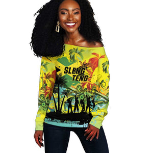 Personalized Jamaica Sleng Teng Riddim Off Shoulder Sweater Booyaka Booyaka - African Pride