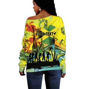 Personalized Jamaica Sleng Teng Riddim Off Shoulder Sweater Booyaka Booyaka - African Pride