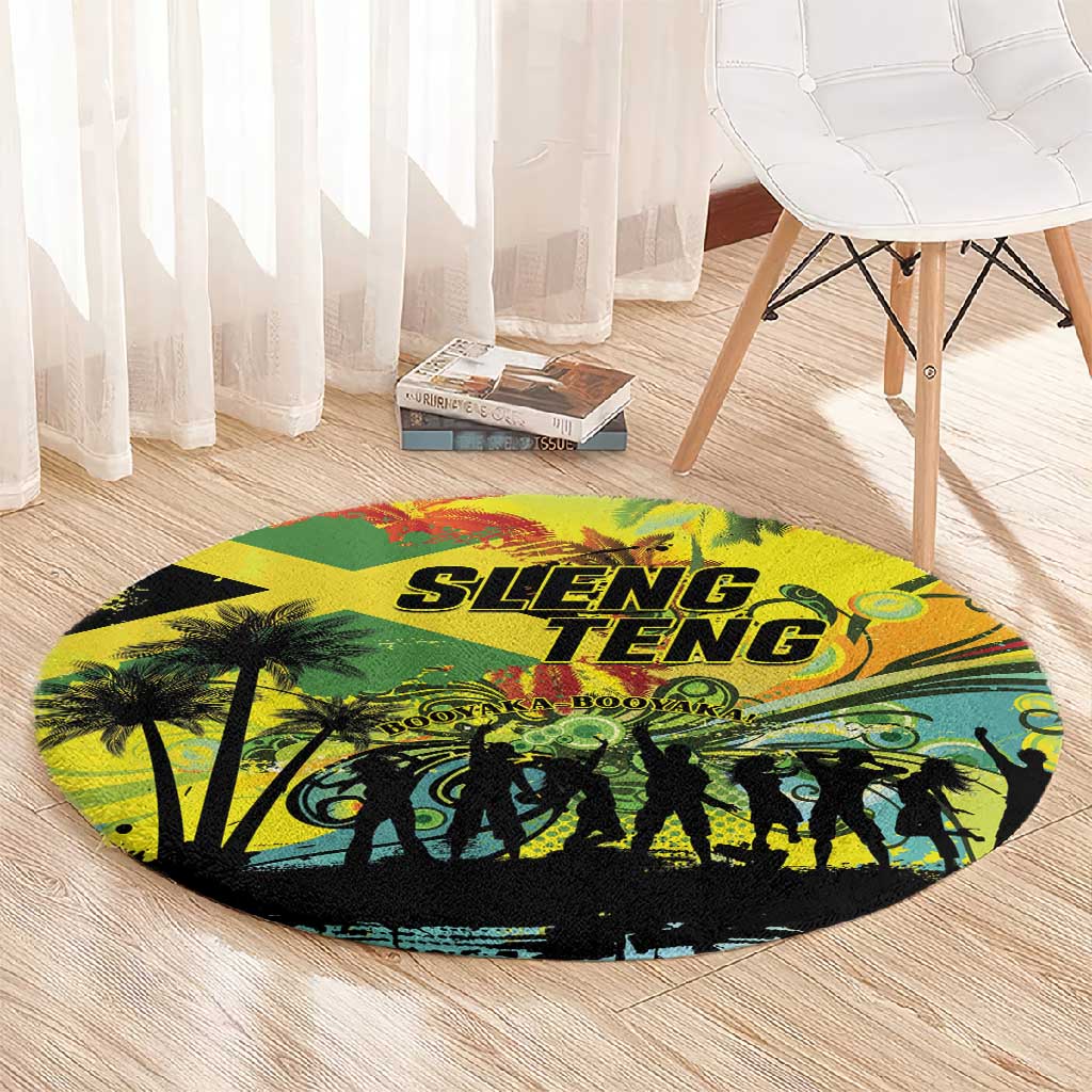Jamaica Sleng Teng Riddim Round Carpet Booyaka Booyaka - African Pride