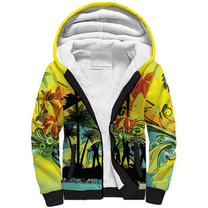 Personalized Jamaica Sleng Teng Riddim Sherpa Hoodie Booyaka Booyaka - African Pride