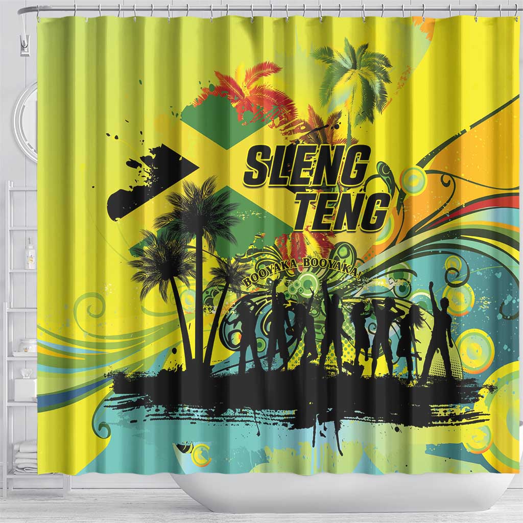 Jamaica Sleng Teng Riddim Shower Curtain Booyaka Booyaka - African Pride