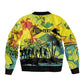 Personalized Jamaica Sleng Teng Riddim Sleeve Zip Bomber Jacket Booyaka Booyaka - African Pride