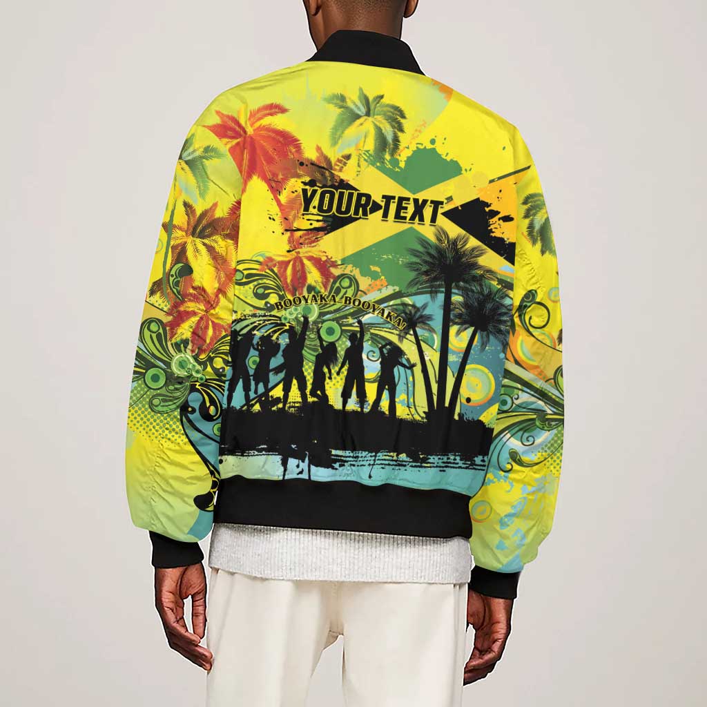 Personalized Jamaica Sleng Teng Riddim Sleeve Zip Bomber Jacket Booyaka Booyaka - African Pride