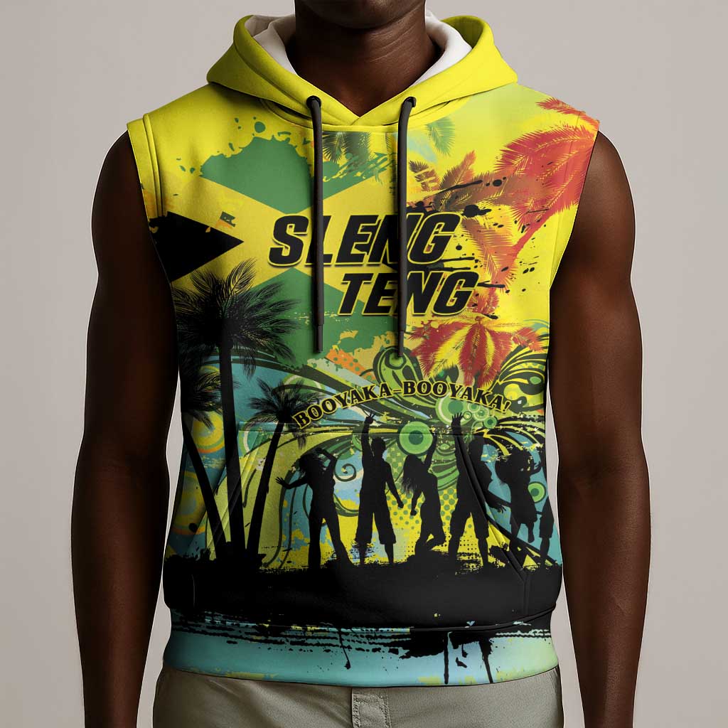 Personalized Jamaica Sleng Teng Riddim Sleeveless Hoodie Booyaka Booyaka - African Pride