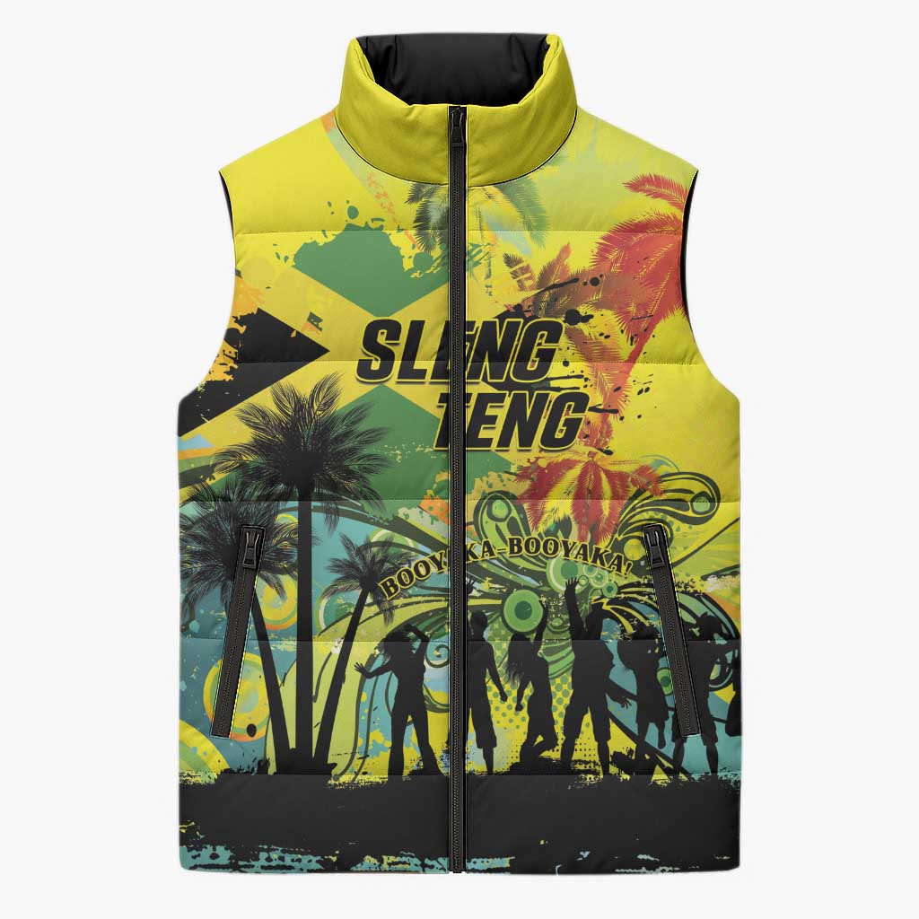 Personalized Jamaica Sleng Teng Riddim Sleeveless Puffer Jacket Booyaka Booyaka