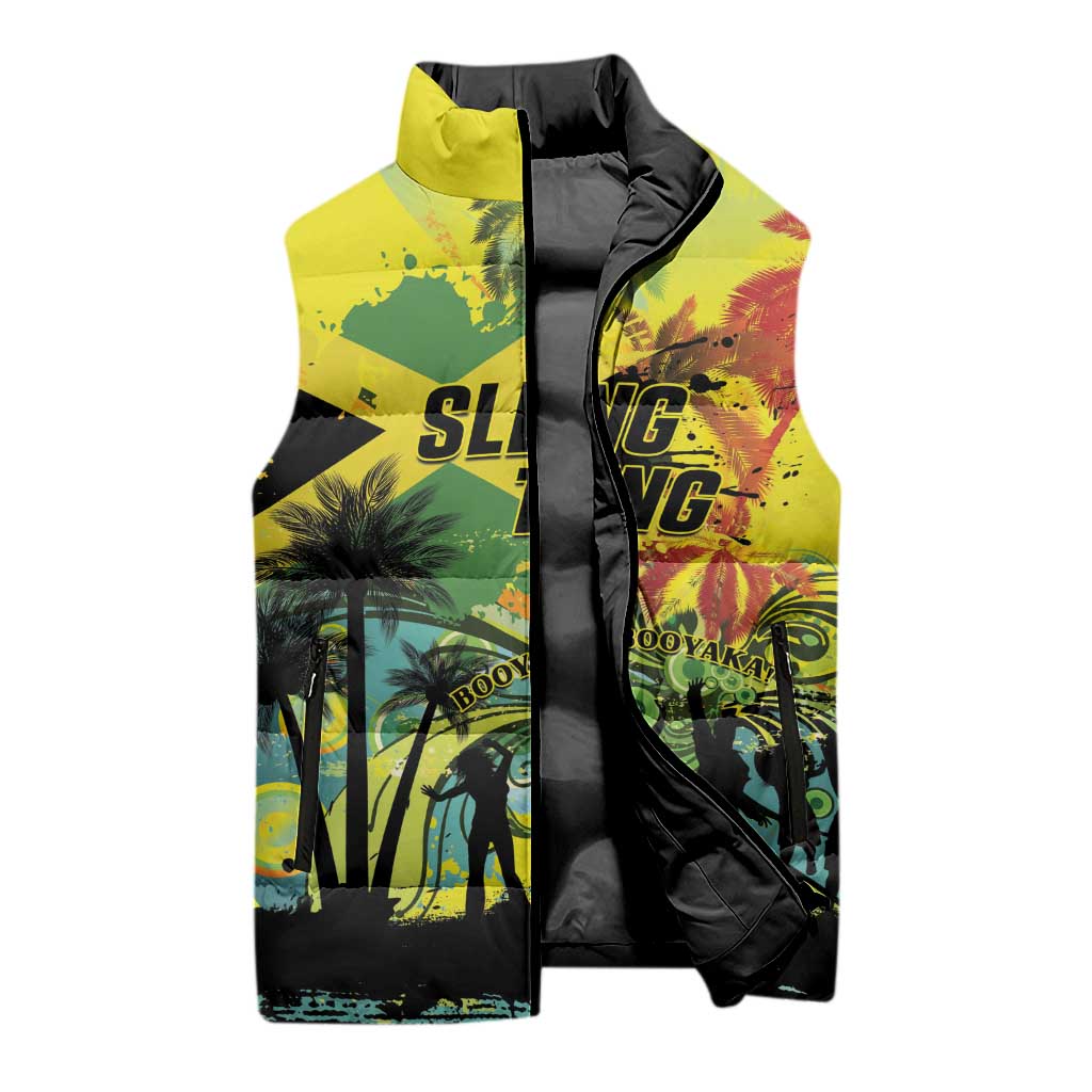 Personalized Jamaica Sleng Teng Riddim Sleeveless Puffer Jacket Booyaka Booyaka