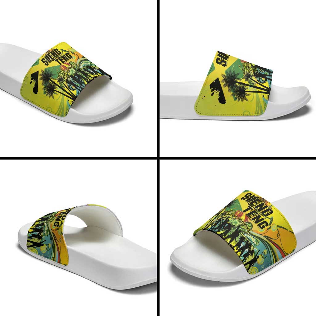 Jamaica Sleng Teng Riddim Slide Sandals Booyaka Booyaka