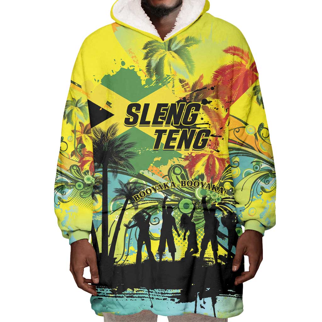 Personalized Jamaica Sleng Teng Riddim Wearable Blanket Hoodie Booyaka Booyaka - African Pride