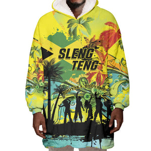 Personalized Jamaica Sleng Teng Riddim Wearable Blanket Hoodie Booyaka Booyaka - African Pride