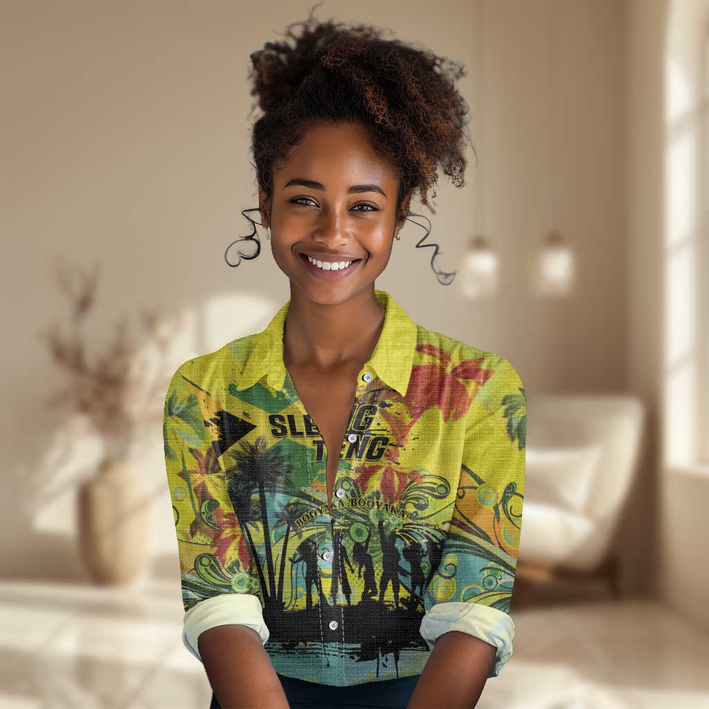 Personalized Jamaica Sleng Teng Riddim Women Casual Shirt Booyaka Booyaka - African Pride
