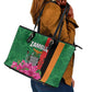 Icitungu ca Zambia Leather Tote Bag Africa Bougainvillea