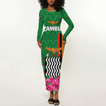 Personalized Icitungu ca Zambia Long Sleeve Bodycon Dress Africa Bougainvillea LT01
