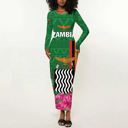 Personalized Icitungu ca Zambia Long Sleeve Bodycon Dress Africa Bougainvillea LT01
