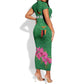 Personalized Icitungu ca Zambia Short Sleeve Bodycon Dress Africa Bougainvillea LT01
