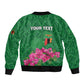 Personalized Icitungu ca Zambia Sleeve Zip Bomber Jacket Africa Bougainvillea