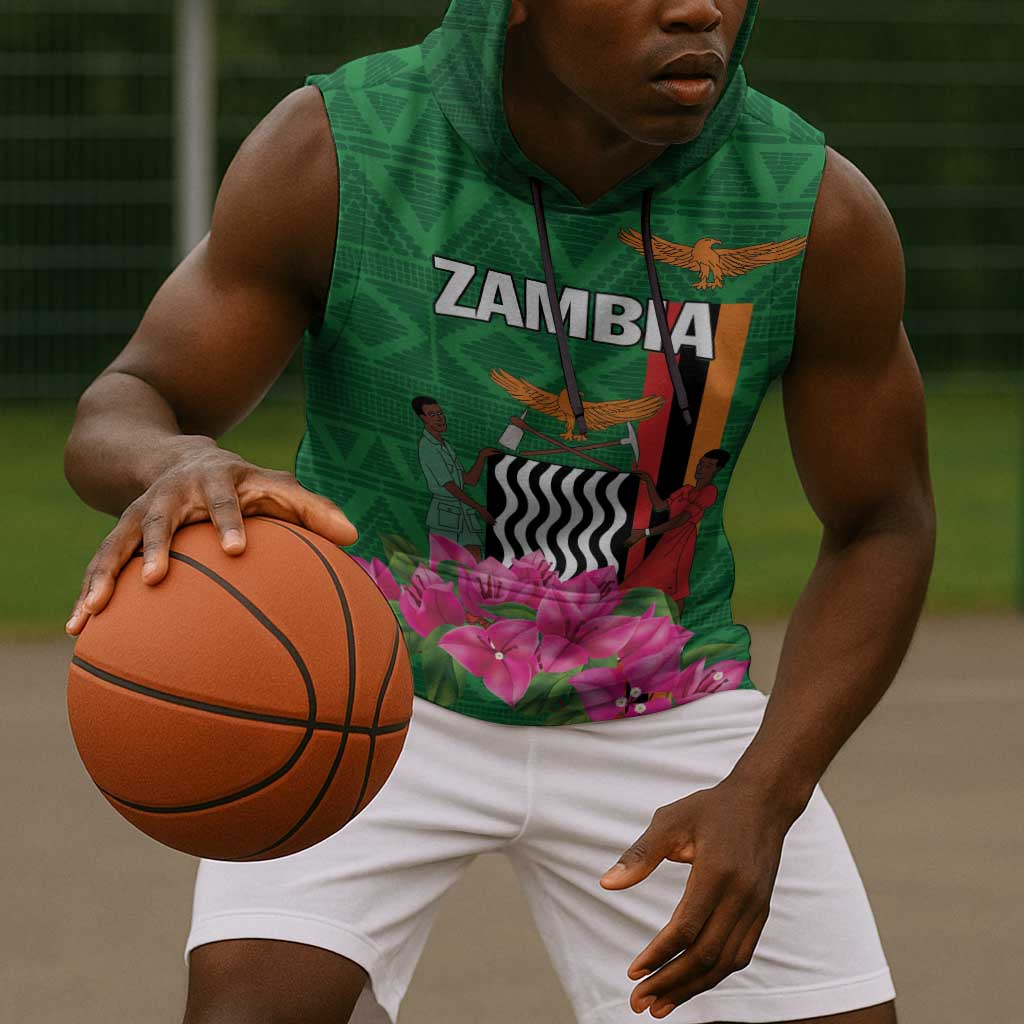 Personalized Icitungu ca Zambia Sleeveless Hoodie Africa Bougainvillea - African Pride