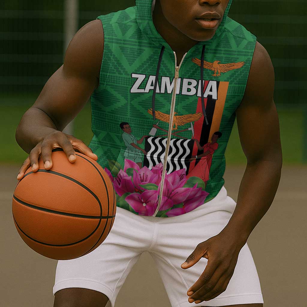 Personalized Icitungu ca Zambia Sleeveless Zip Hoodie Africa Bougainvillea - African Pride