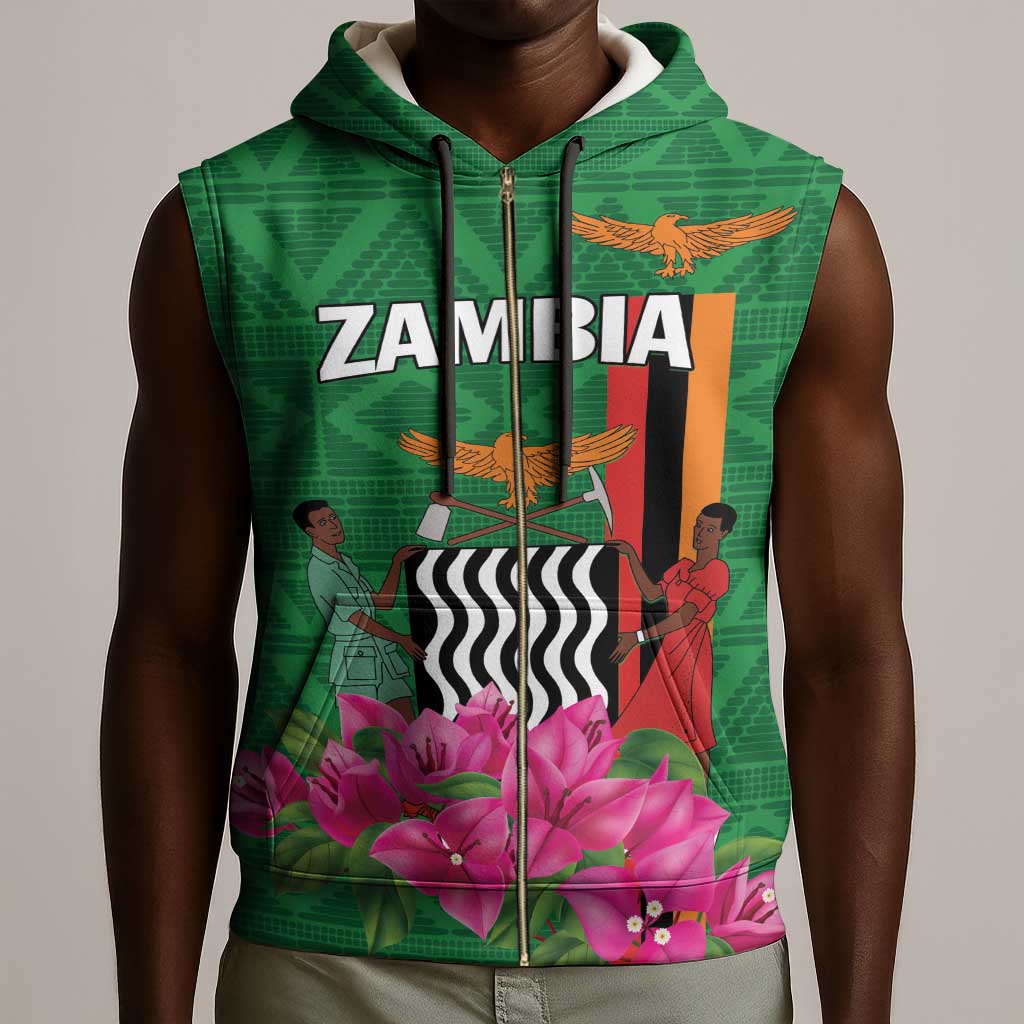Personalized Icitungu ca Zambia Sleeveless Zip Hoodie Africa Bougainvillea - African Pride