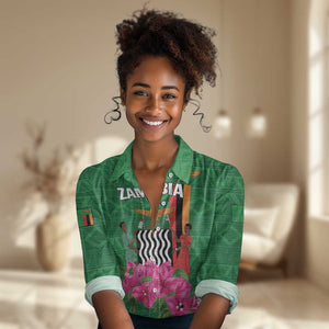 Personalized Icitungu ca Zambia Women Casual Shirt Africa Bougainvillea LT01