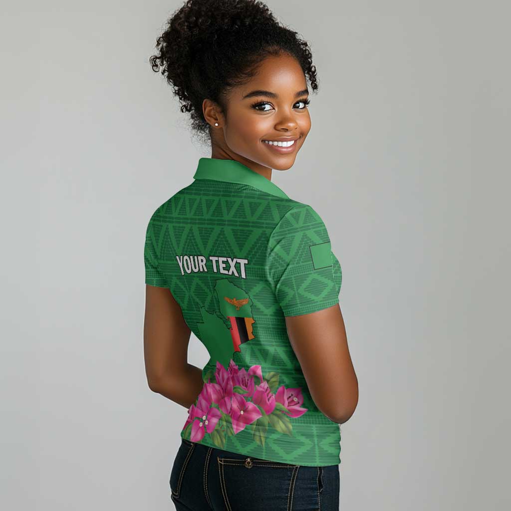 Personalized Icitungu ca Zambia Women Polo Shirt Africa Bougainvillea