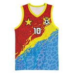 Custom DR Congo Leopards Football Basketball Jersey Abstract Leopard Pattern With National Colors And Crest