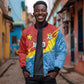 Custom DR Congo Leopards Football Bomber Jacket Abstract Leopard Pattern With National Colors And Crest