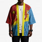 Custom DR Congo Leopards Football Kimono Abstract Leopard Pattern With National Colors And Crest