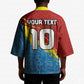 Custom DR Congo Leopards Football Kimono Abstract Leopard Pattern With National Colors And Crest