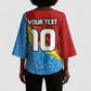 Custom DR Congo Leopards Football Kimono Sleeve Blouse Abstract Leopard Pattern With National Colors And Crest