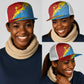 Custom DR Congo Leopards Football Mesh Trucker Cap Abstract Leopard Pattern With National Colors And Crest