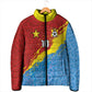 Custom DR Congo Leopards Football Padded Jacket Abstract Leopard Pattern With National Colors And Crest