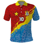 Custom DR Congo Leopards Football Polo Shirt Abstract Leopard Pattern With National Colors And Crest
