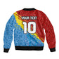 Custom DR Congo Leopards Football Sleeve Zip Bomber Jacket Abstract Leopard Pattern With National Colors And Crest