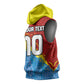 Custom DR Congo Leopards Football Sleeveless Hoodie Abstract Leopard Pattern With National Colors And Crest