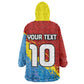 Custom DR Congo Leopards Football Wearable Blanket Hoodie Abstract Leopard Pattern With National Colors And Crest