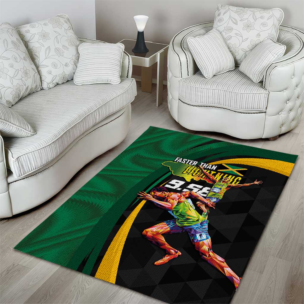 Proud of Jamaican Area Rug Faster Than Lightning-9.58 Seconds - African Pride