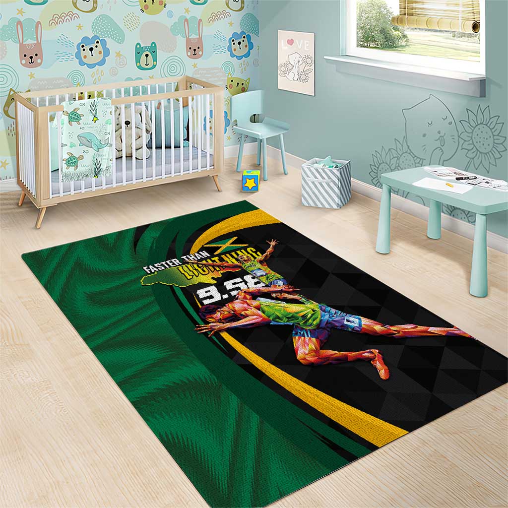 Proud of Jamaican Area Rug Faster Than Lightning-9.58 Seconds - African Pride