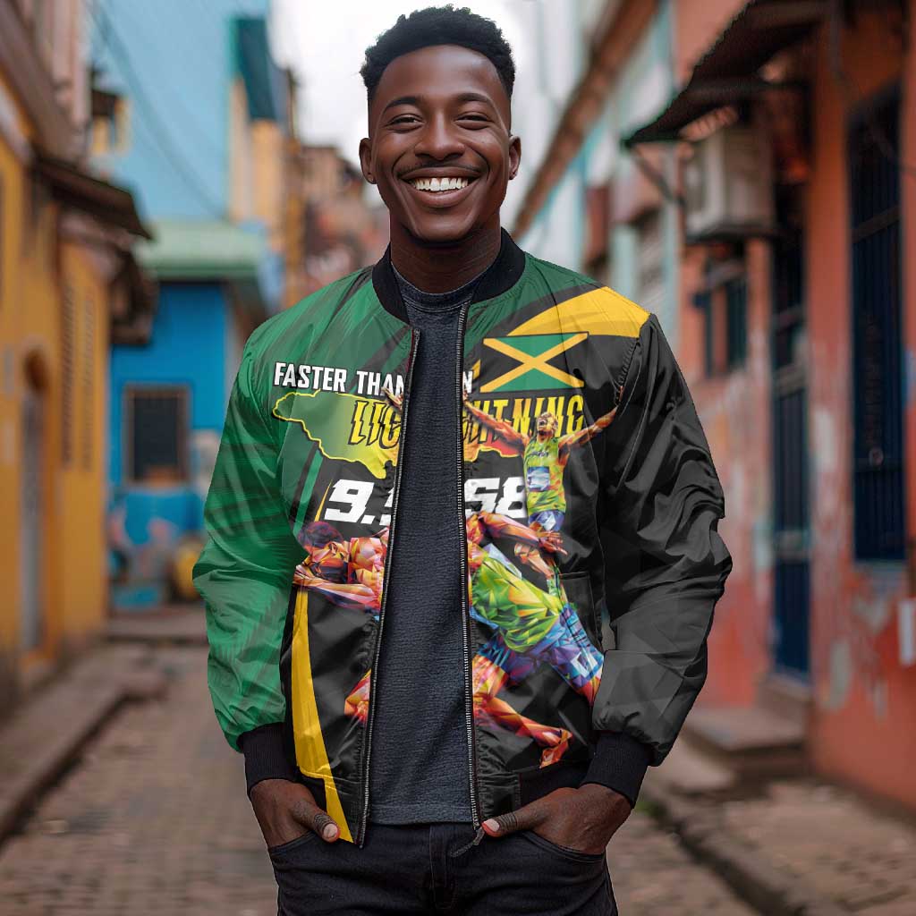 Proud of Jamaican Bomber Jacket Faster Than Lightning-9.58 Seconds - African Pride