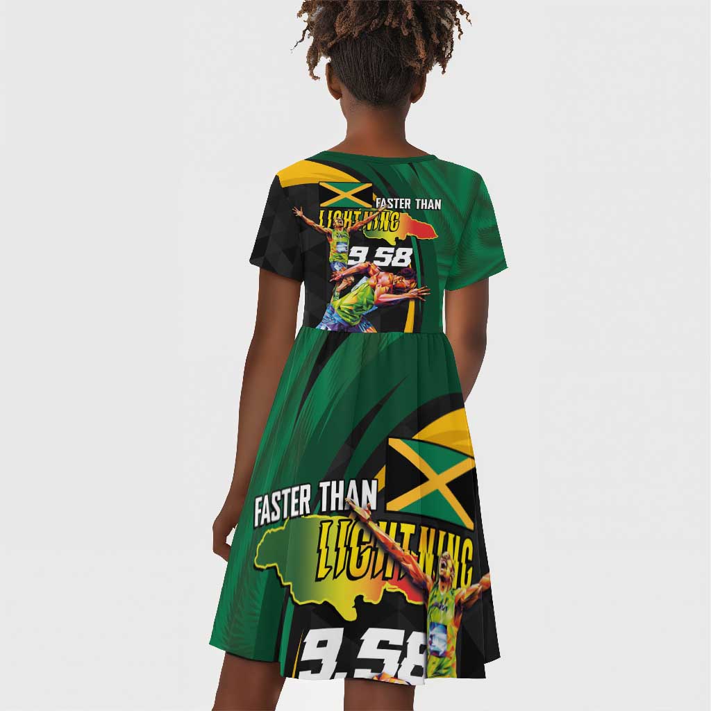 Proud of Jamaican Kid Short Sleeve Dress Faster Than Lightning-9.58 Seconds - African Pride