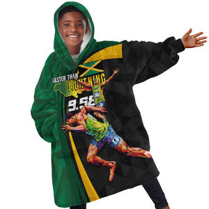 Proud of Jamaican Kid Wearable Blanket Hoodie Faster Than Lightning-9.58 Seconds - African Pride