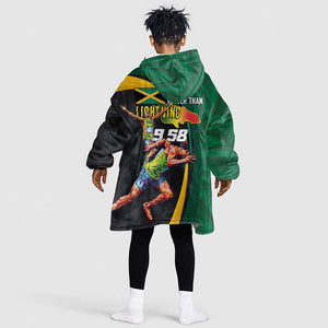 Proud of Jamaican Kid Wearable Blanket Hoodie Faster Than Lightning-9.58 Seconds - African Pride