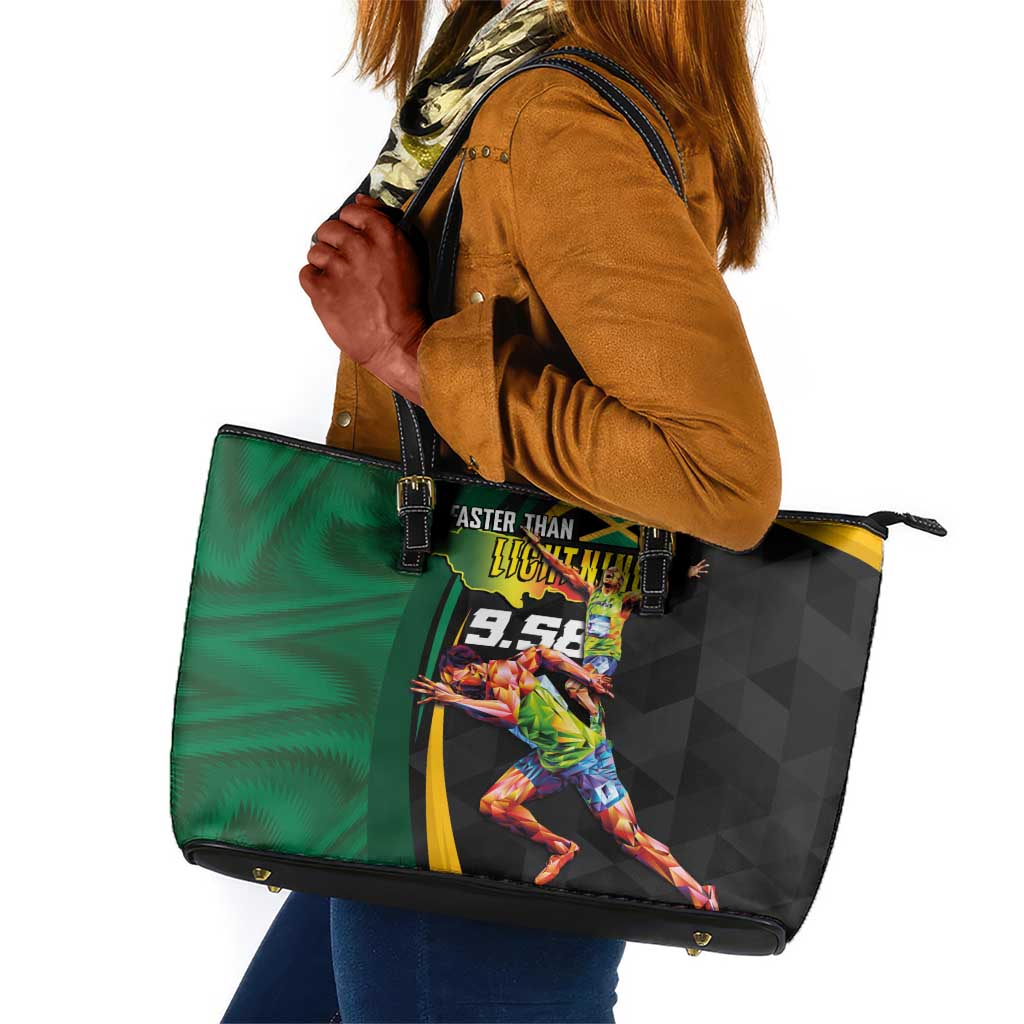 Proud of Jamaican Leather Tote Bag Faster Than Lightning-9.58 Seconds - African Pride