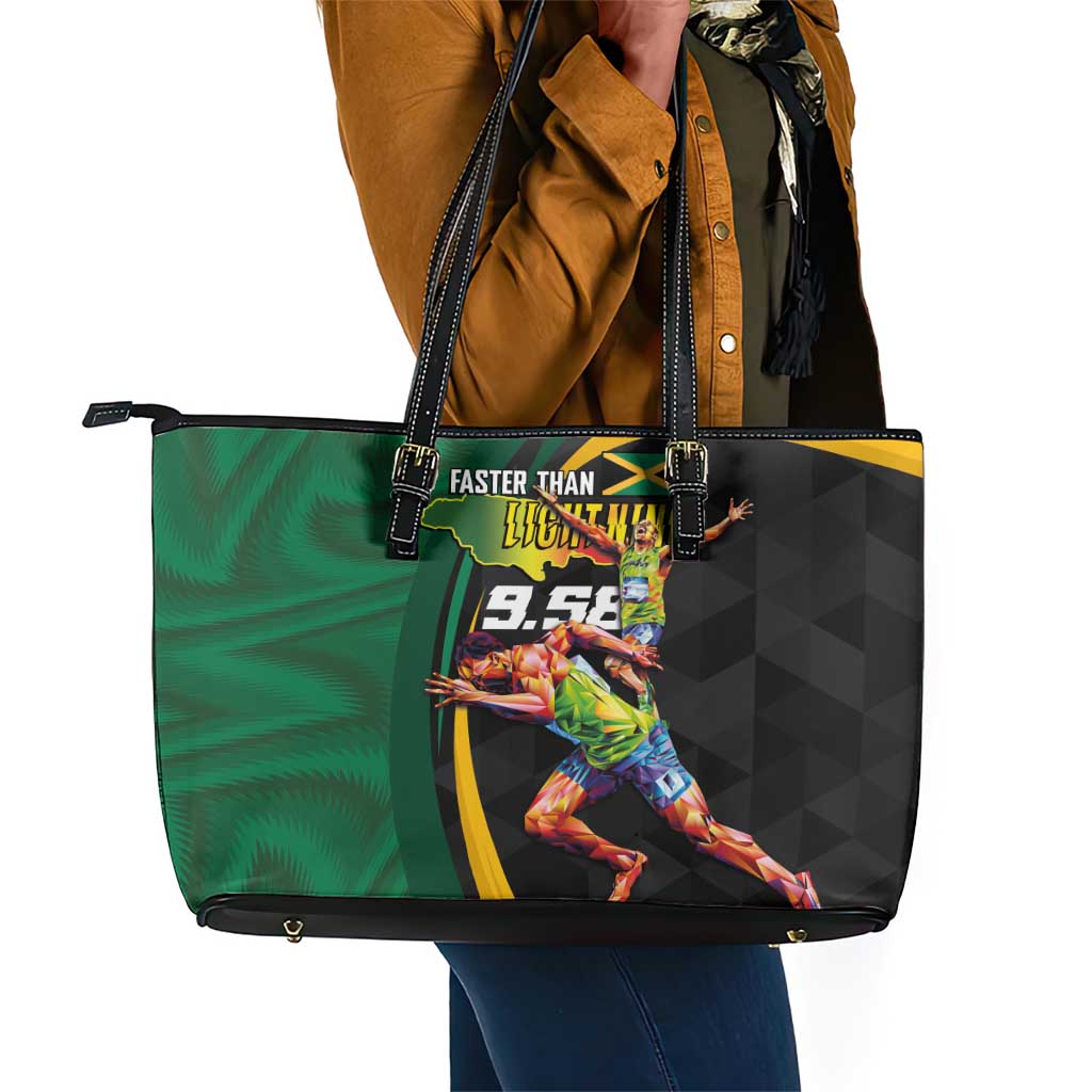 Proud of Jamaican Leather Tote Bag Faster Than Lightning-9.58 Seconds - African Pride