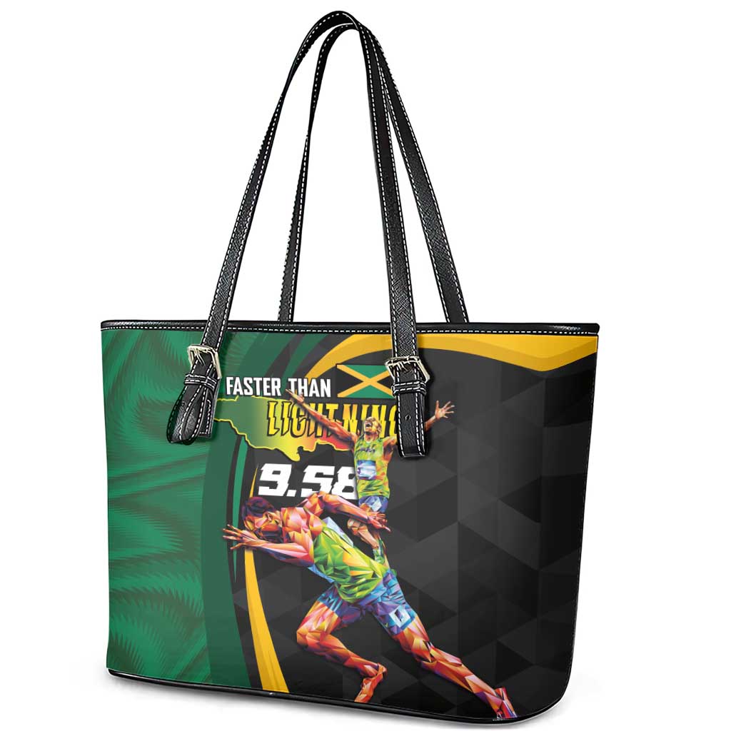 Proud of Jamaican Leather Tote Bag Faster Than Lightning-9.58 Seconds - African Pride
